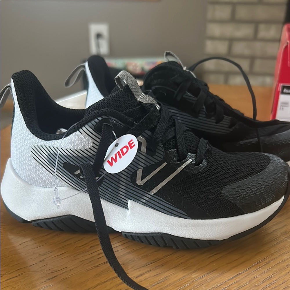 New Balance Black and White Wide Sneakers